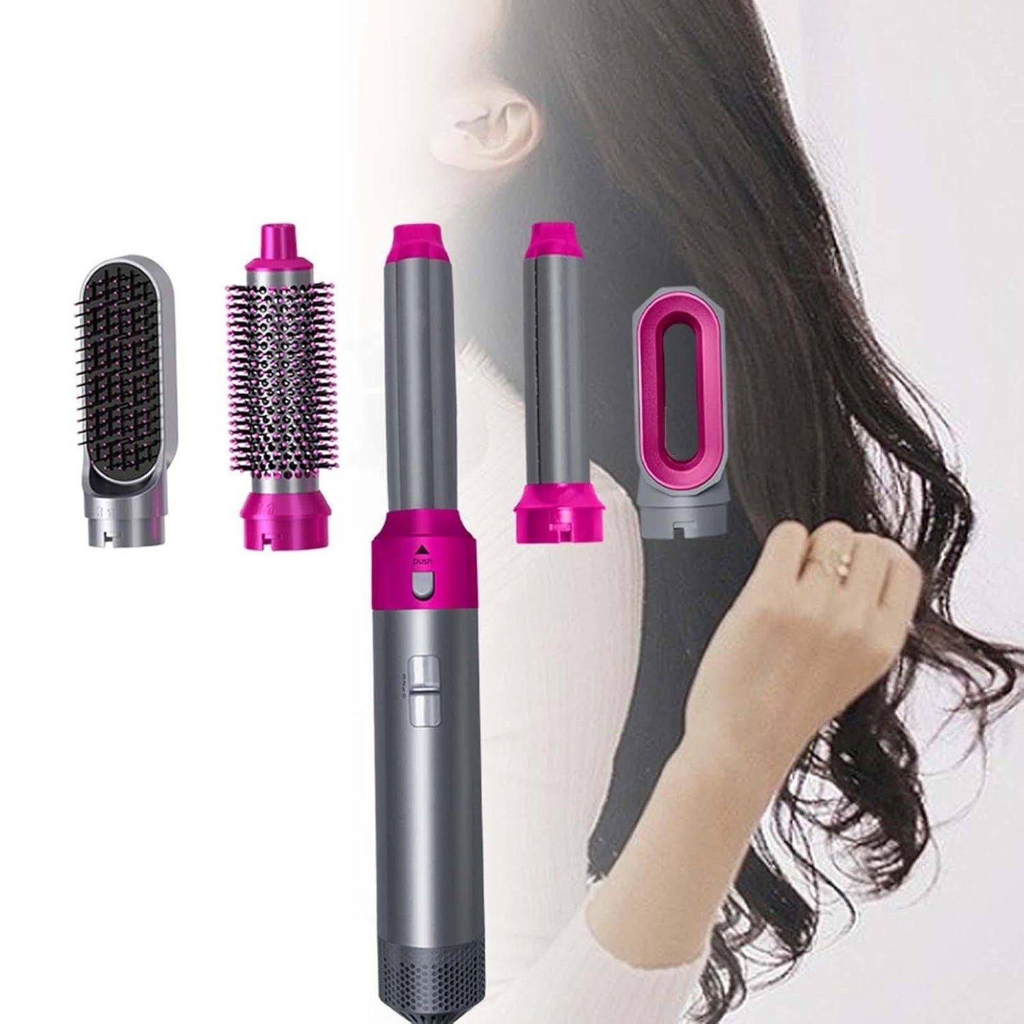 5 IN 1 Hair Styling Tool Detachable Hot Air Brush Hair Dryer with Comb